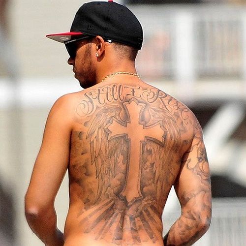 Lewis Hamilton Tattoos on Back